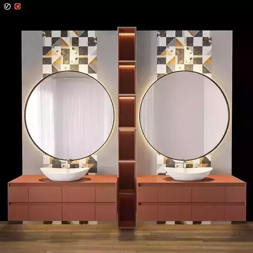 Orange Modern Terrazzo Bathroom