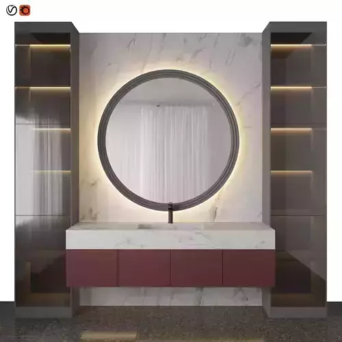 Marble Red Bathroom
