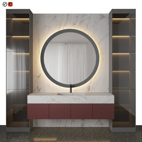 Marble Red Bathroom 3D model