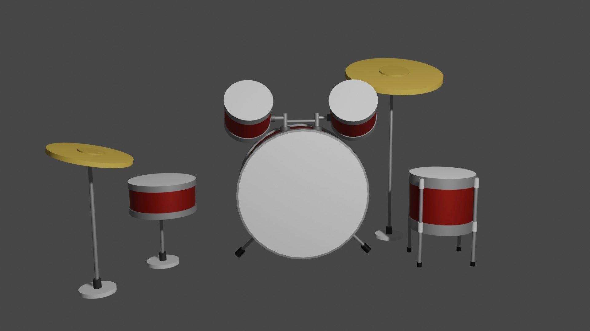 Drums Low Poly drum set 3D model_4