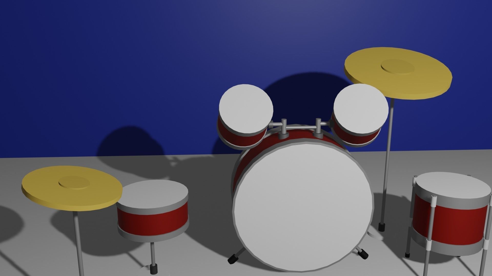 Drums Low Poly drum set 3D model_1