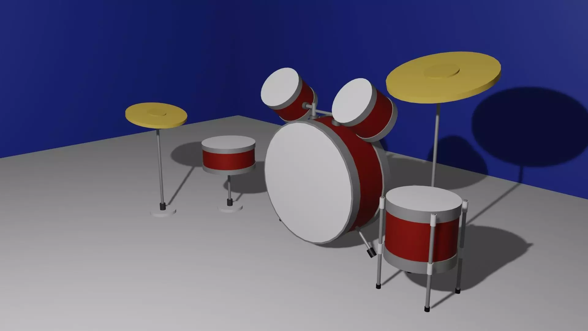 Drums Low Poly drum set 3D model_0