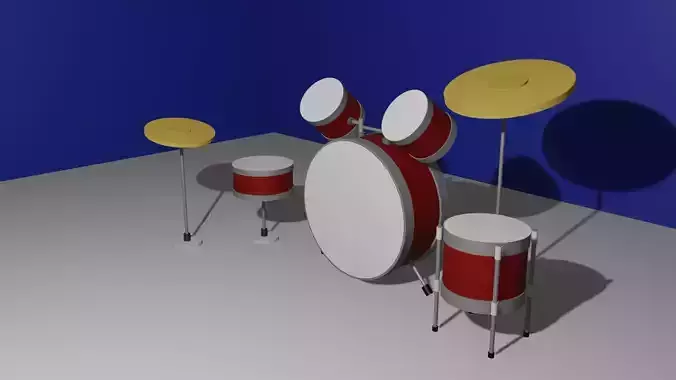 Drums Low Poly drum set