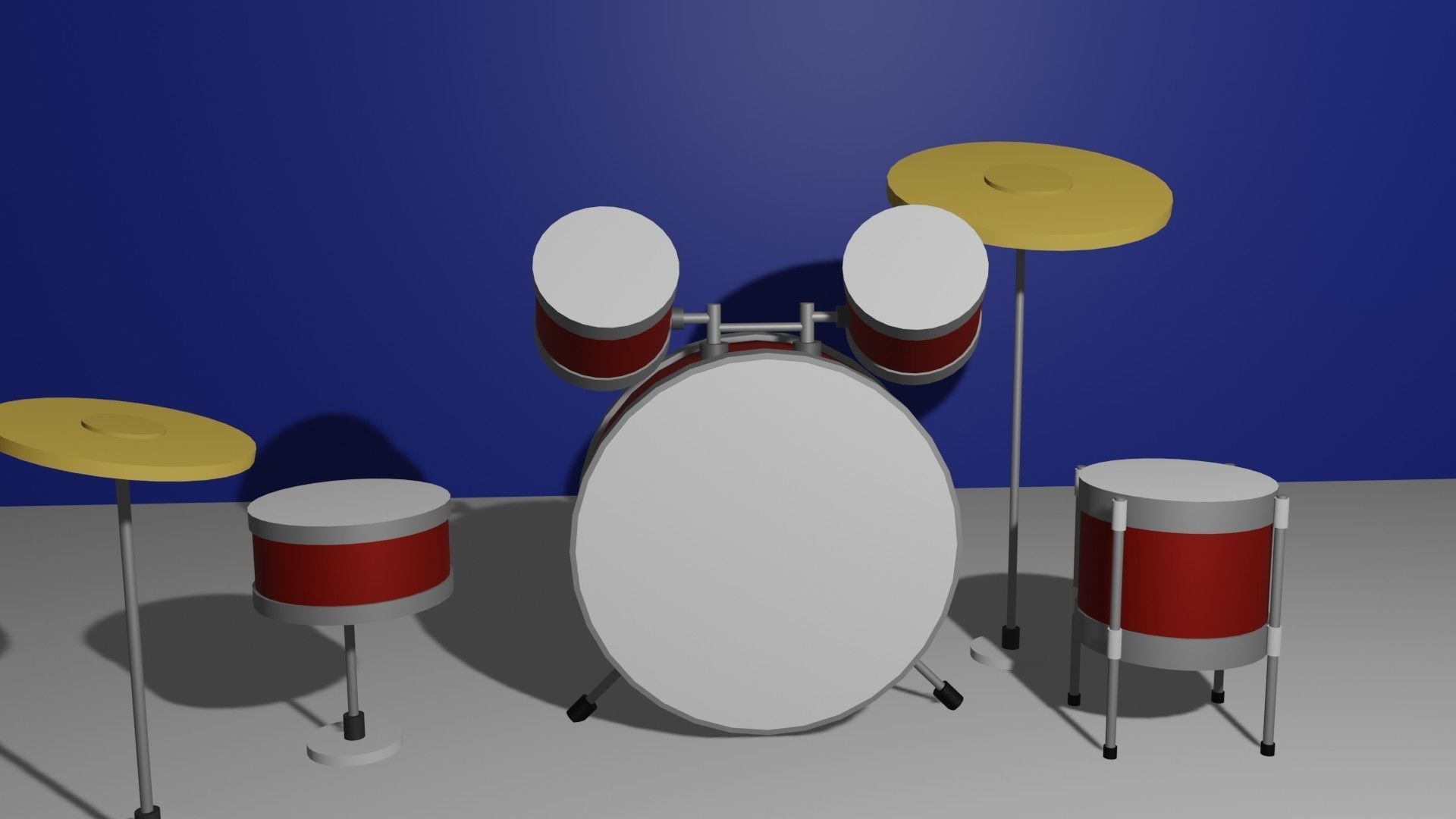 Drums Low Poly drum set 3D model_3