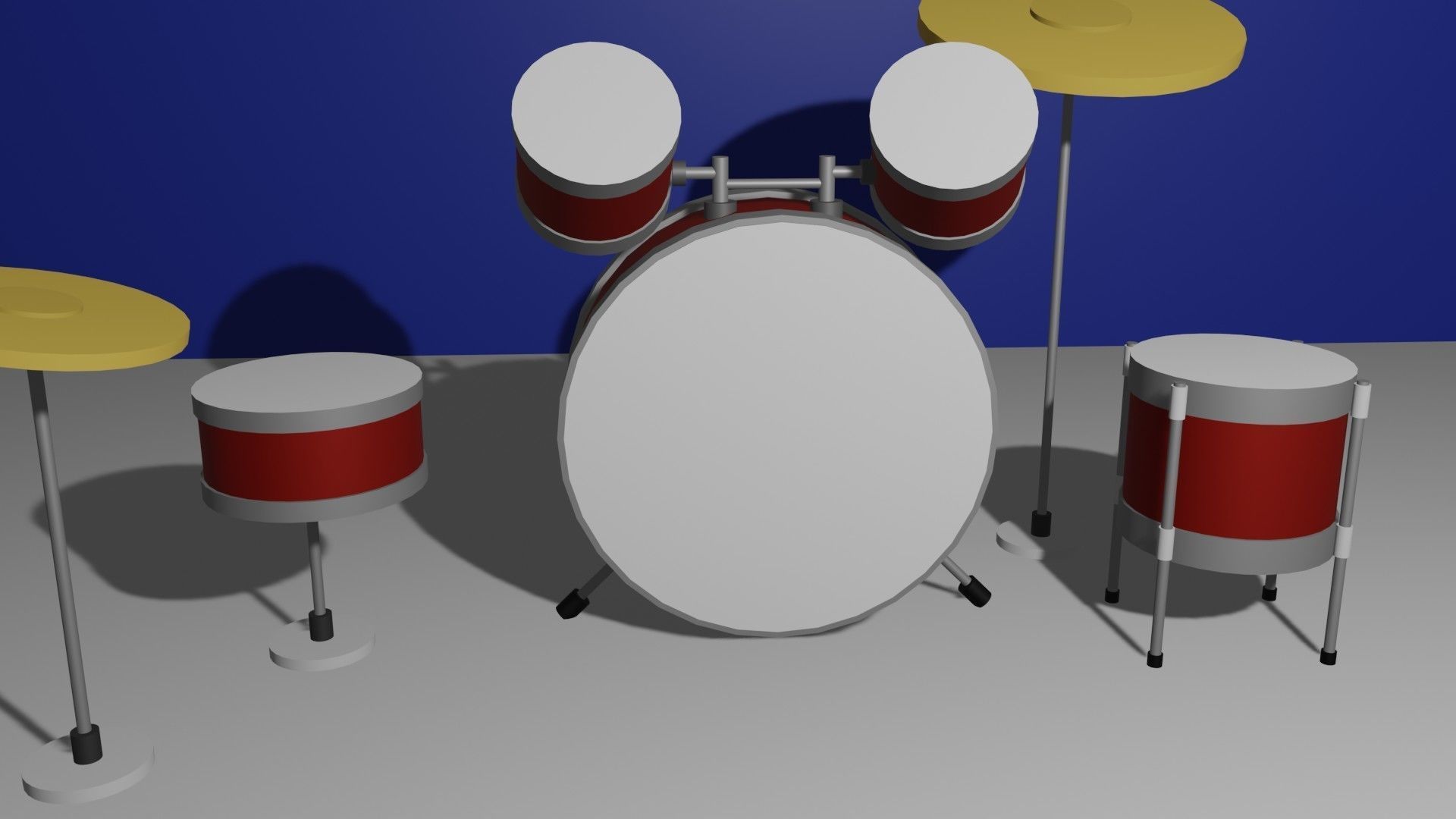 Drums Low Poly drum set 3D model_2