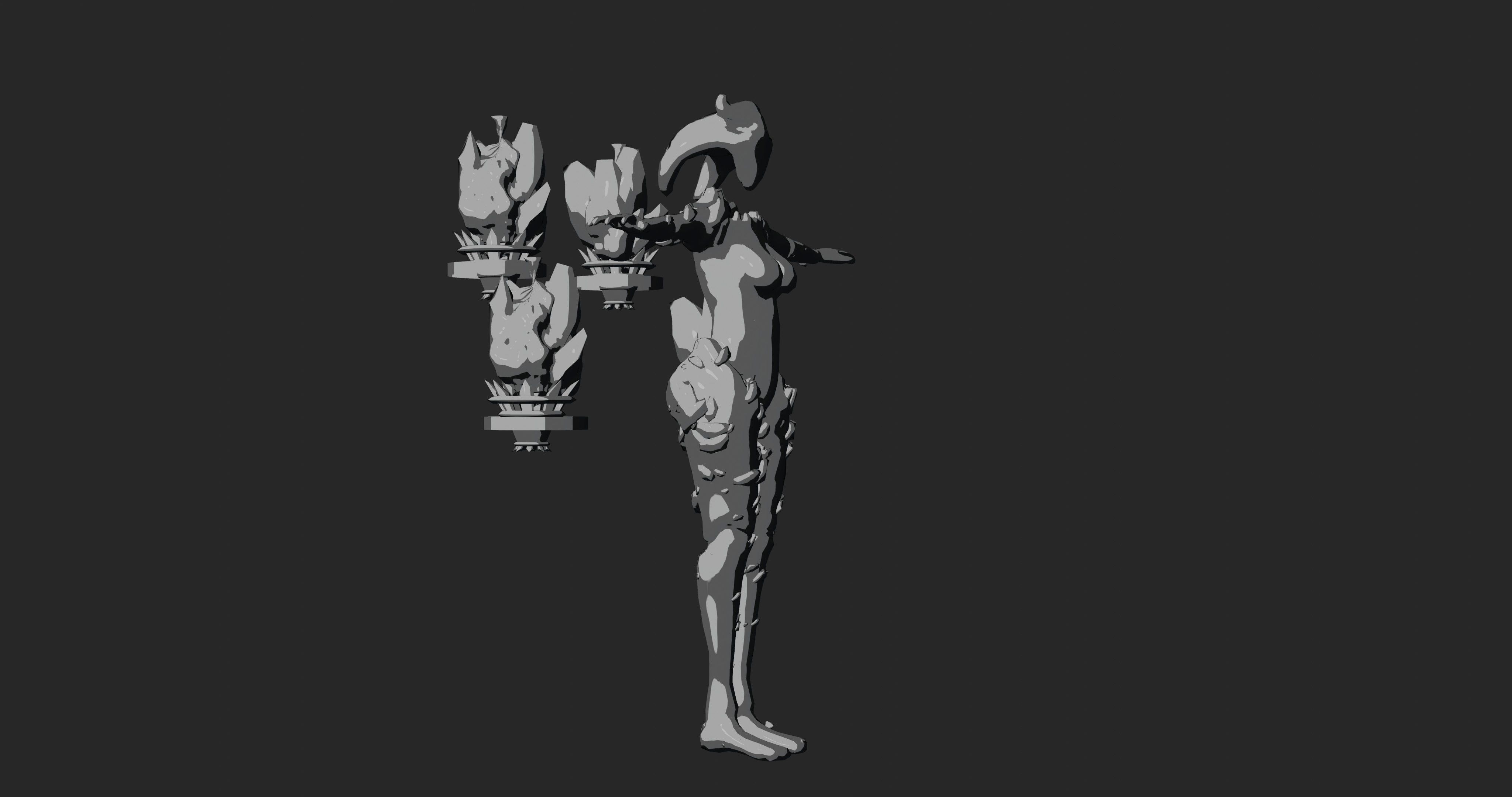 Female Elemental Sentinels Low-poly 3D model_14