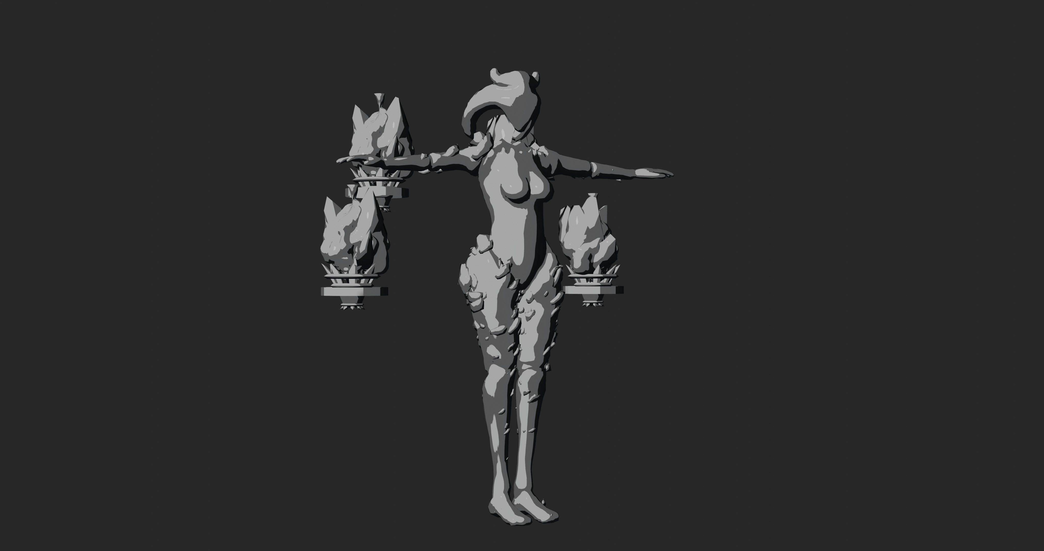 Female Elemental Sentinels Low-poly 3D model_11