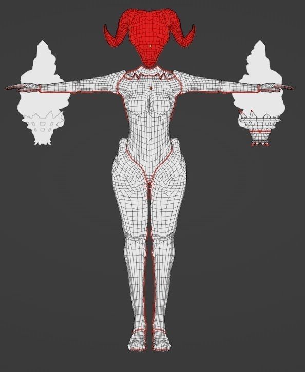 Female Elemental Sentinels Low-poly 3D model_13