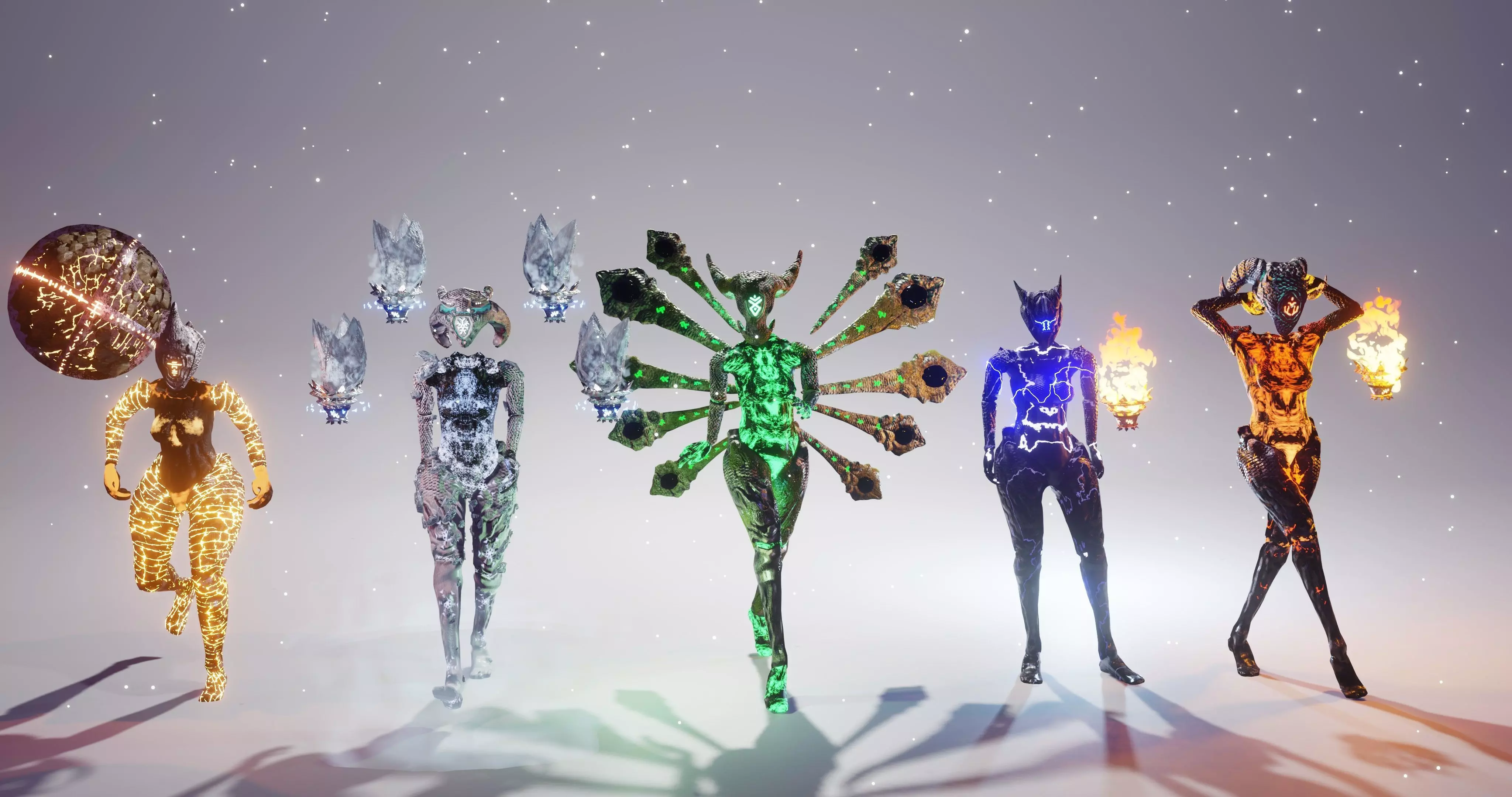 Female Elemental Sentinels Low-poly 3D model_0