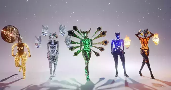 Female Elemental Sentinels Low-poly 3D model