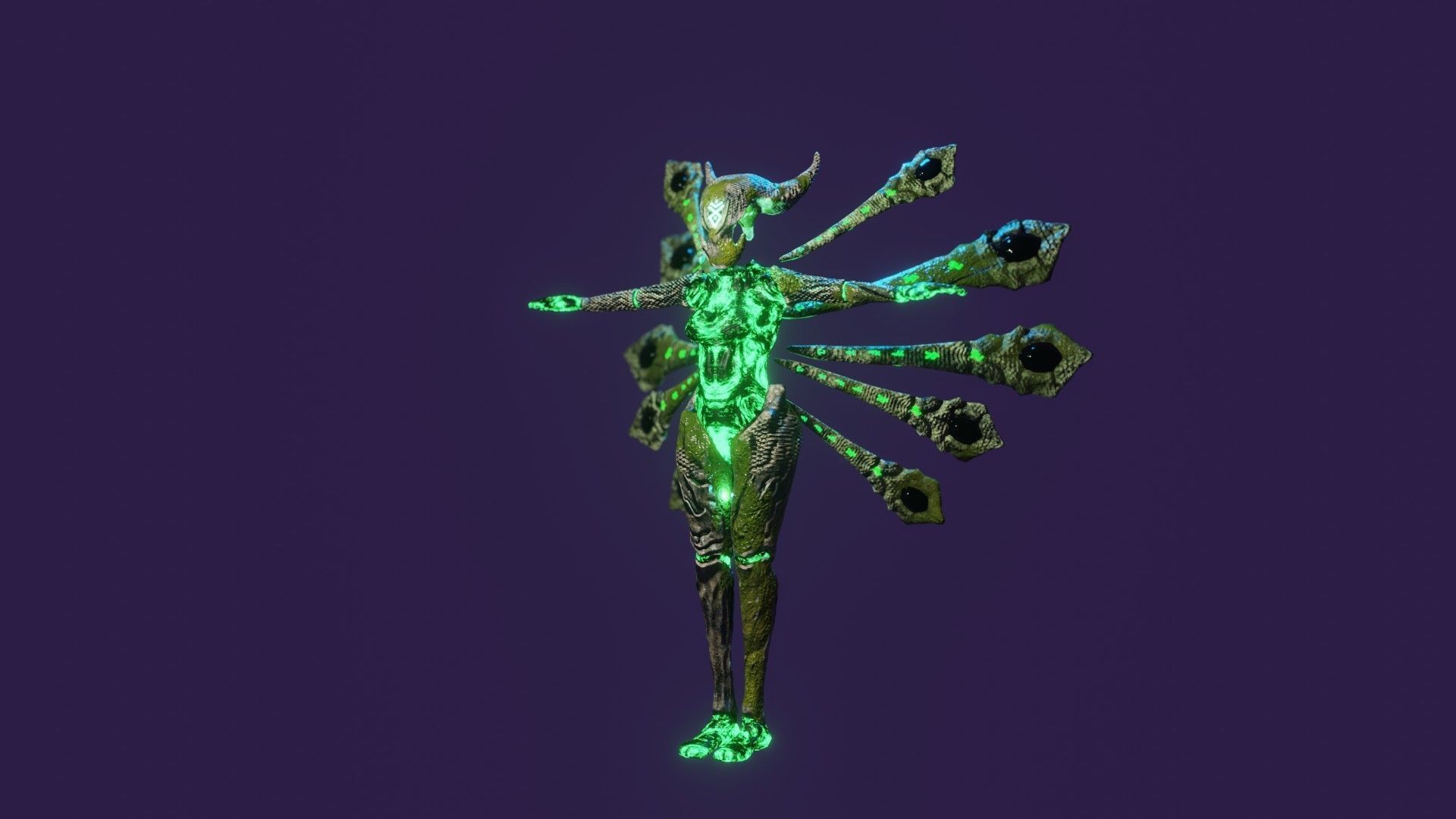 Female Elemental Sentinels Low-poly 3D model_37