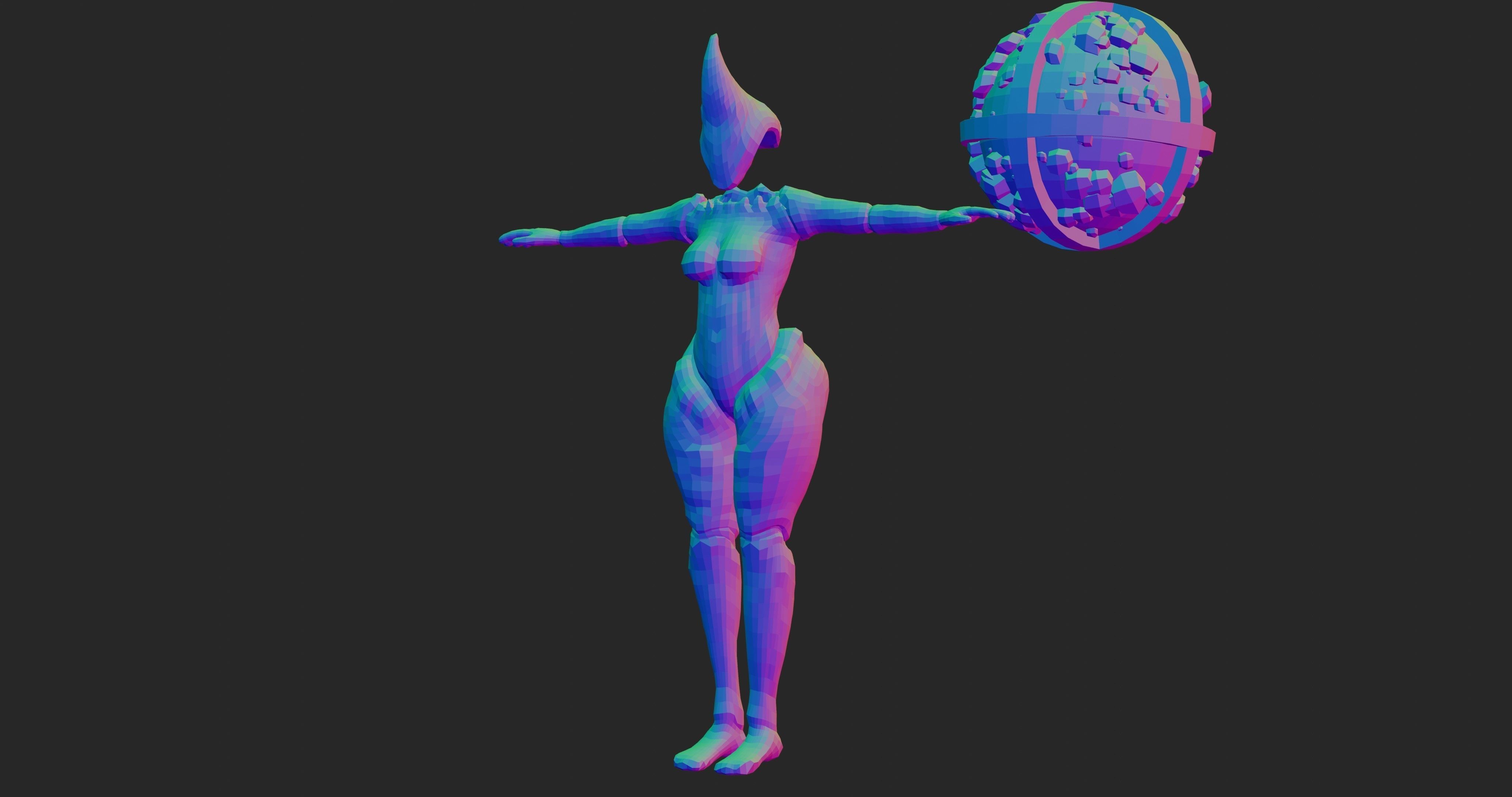 Female Elemental Sentinels Low-poly 3D model_35