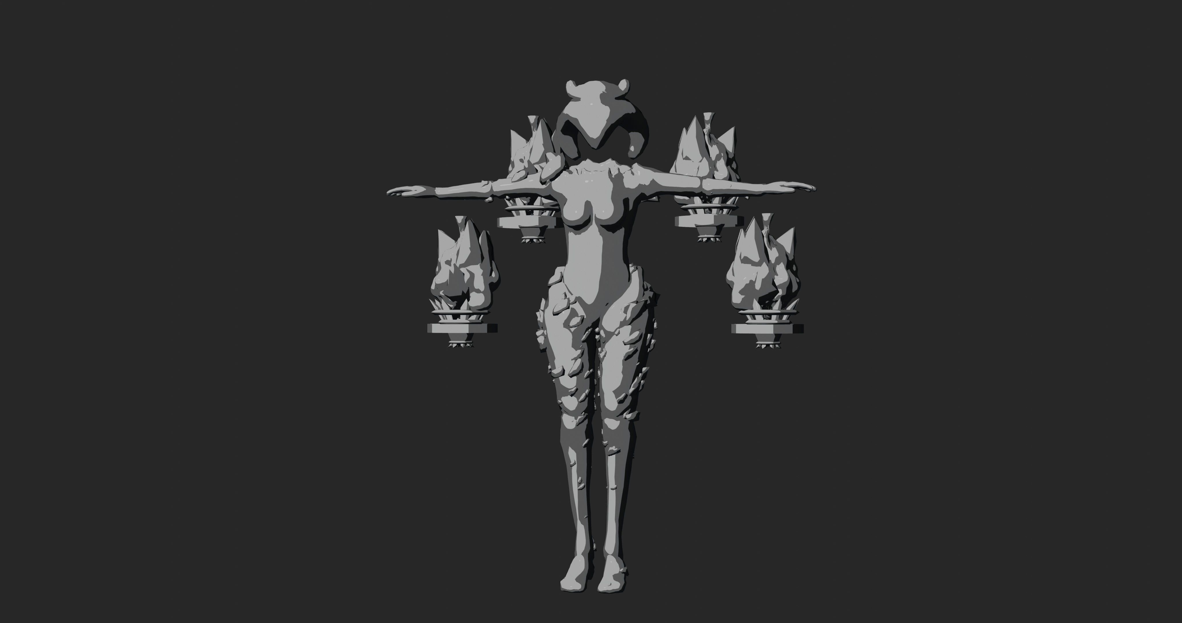 Female Elemental Sentinels Low-poly 3D model_24