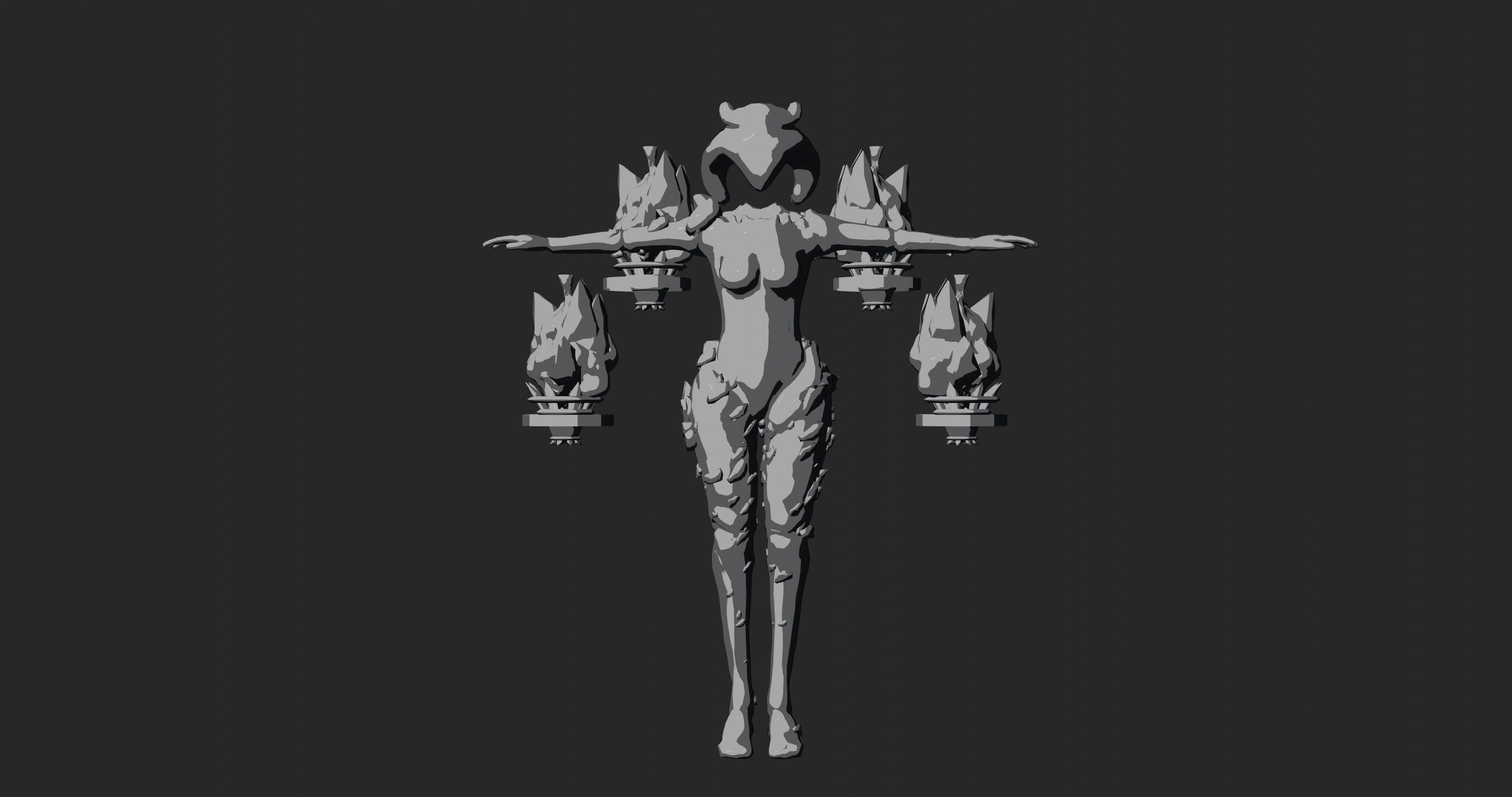 Female Elemental Sentinels Low-poly 3D model_64