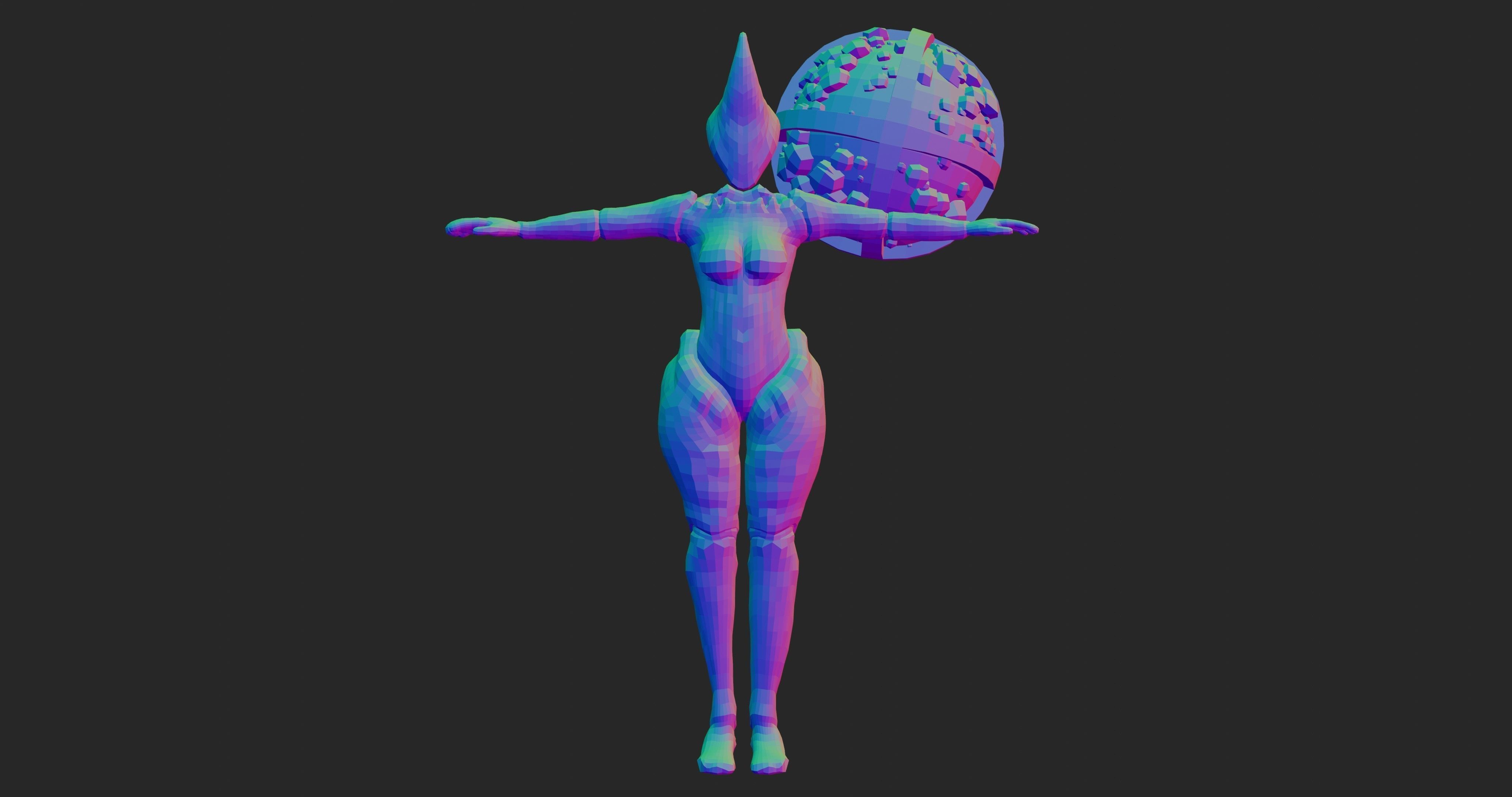 Female Elemental Sentinels Low-poly 3D model_53