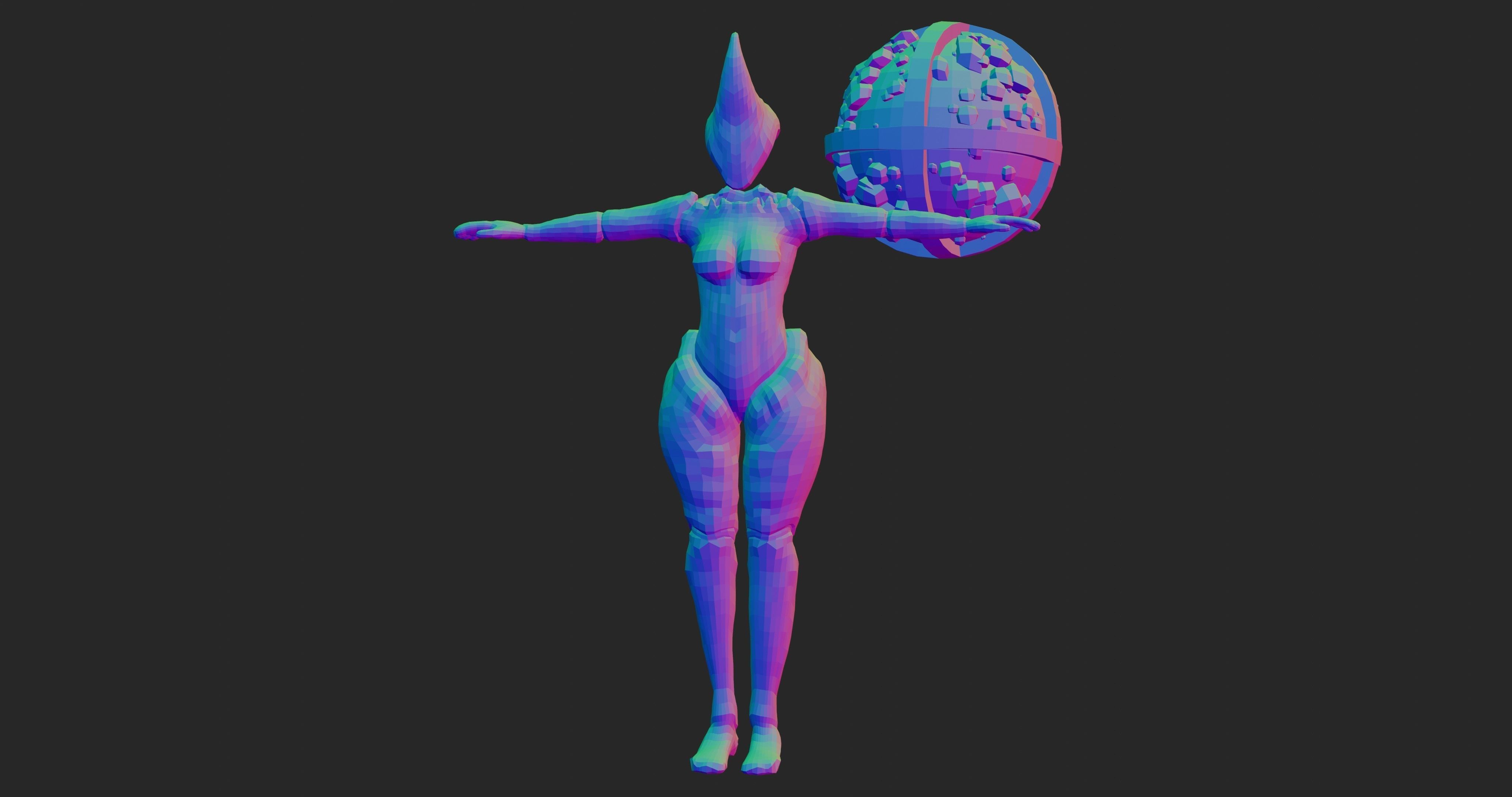 Female Elemental Sentinels Low-poly 3D model_45