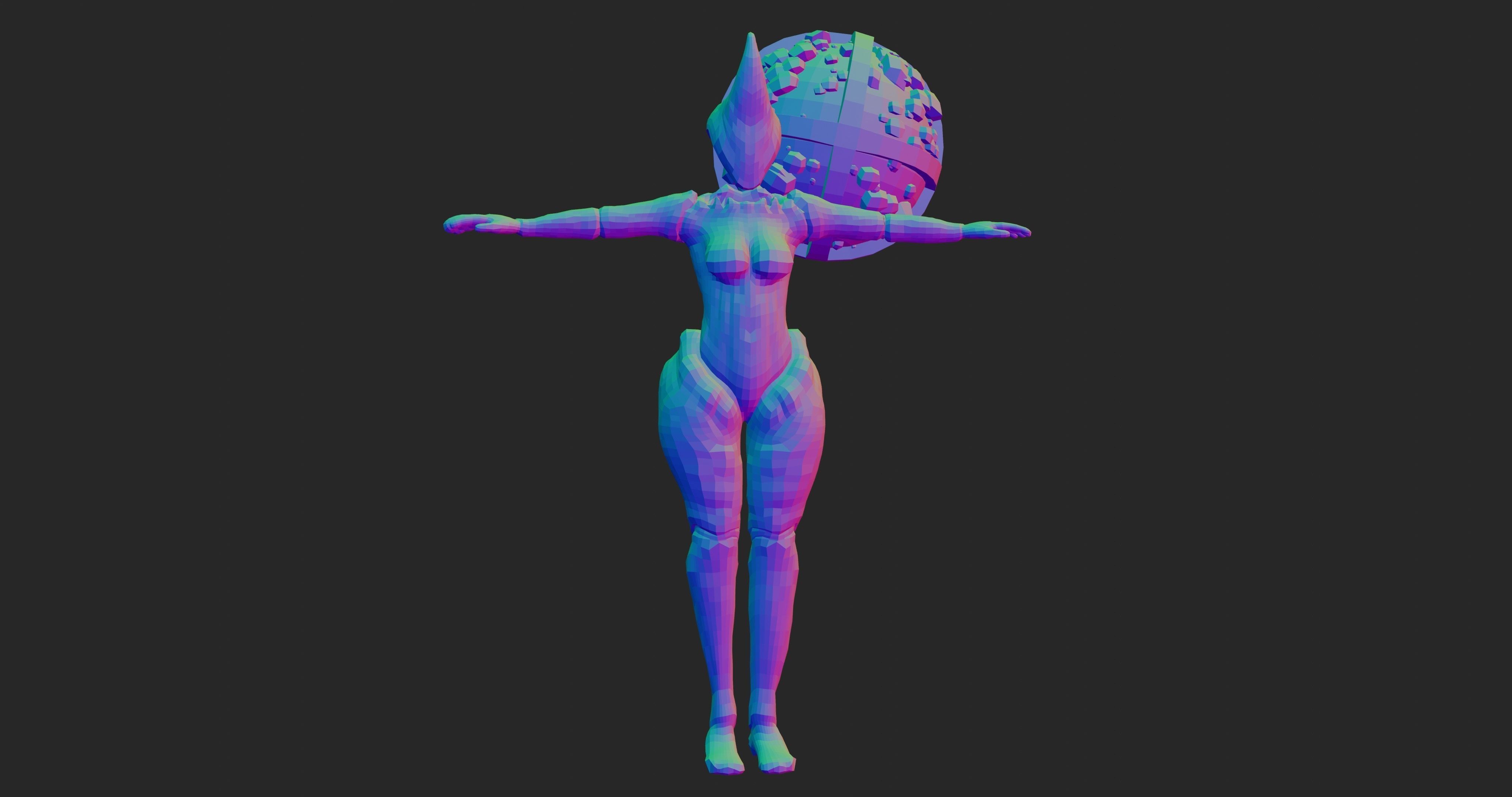 Female Elemental Sentinels Low-poly 3D model_38