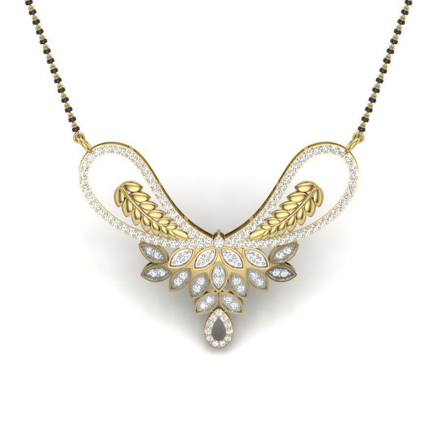 necklace dhivya diamond pendant gold 3D print model_8