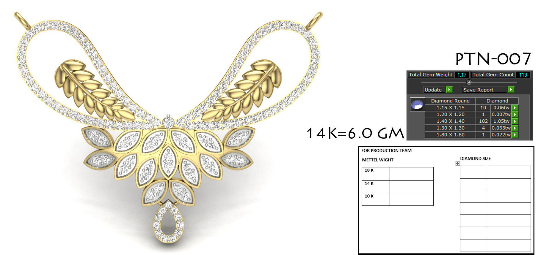 necklace dhivya diamond pendant gold 3D print model_10