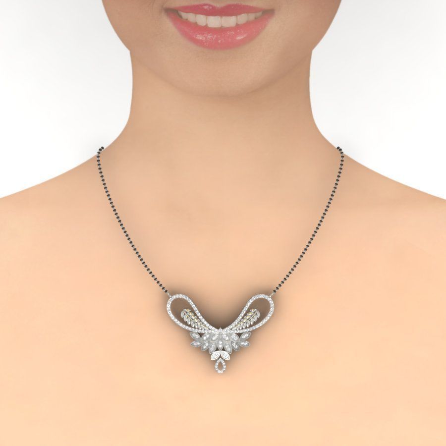 necklace dhivya diamond pendant gold 3D print model_1