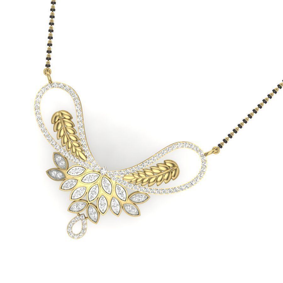 necklace dhivya diamond pendant gold 3D print model_2