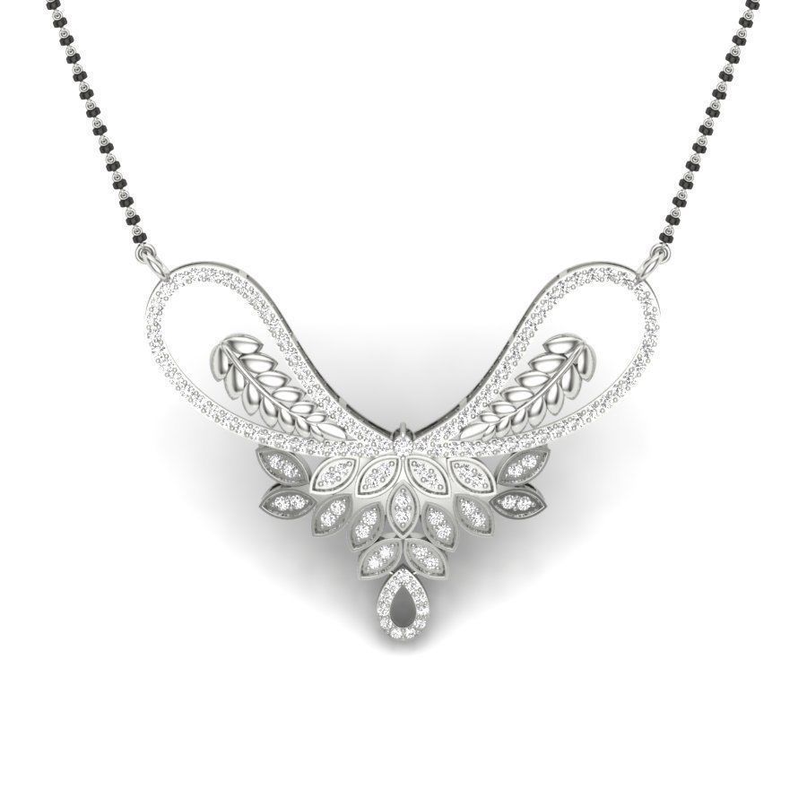 necklace dhivya diamond pendant gold 3D print model_3