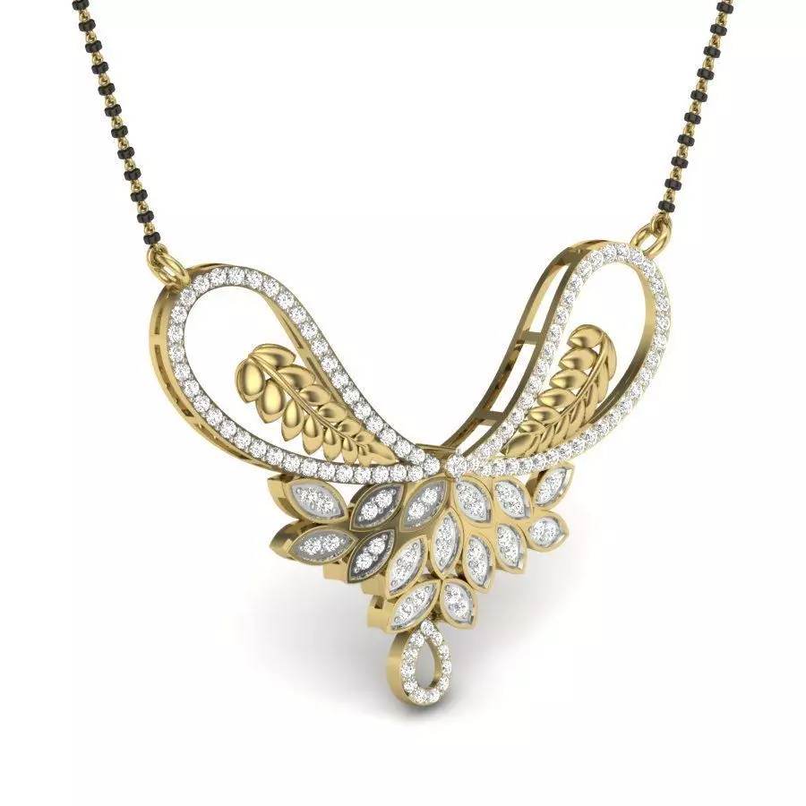 necklace dhivya diamond pendant gold 3D print model_0