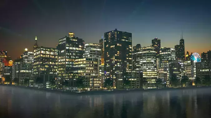 Night City Low-poly 3D model