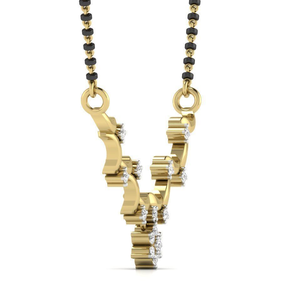 NECKLACE with diamonds and gold 3D print model_9