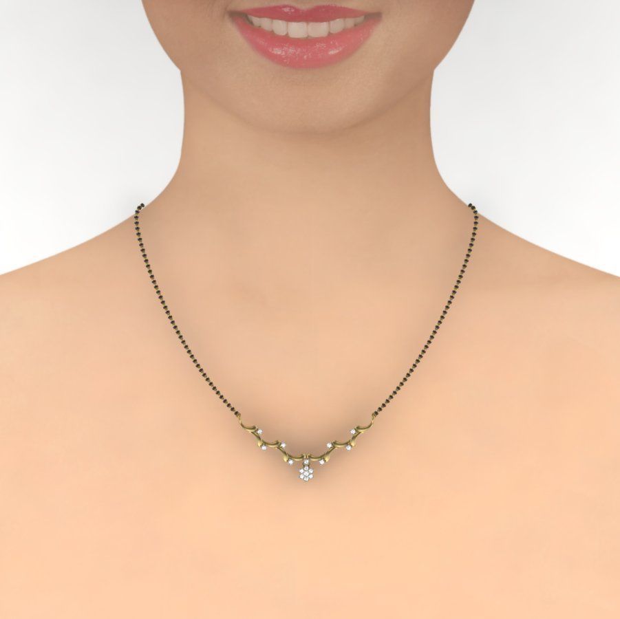 NECKLACE with diamonds and gold 3D print model_7