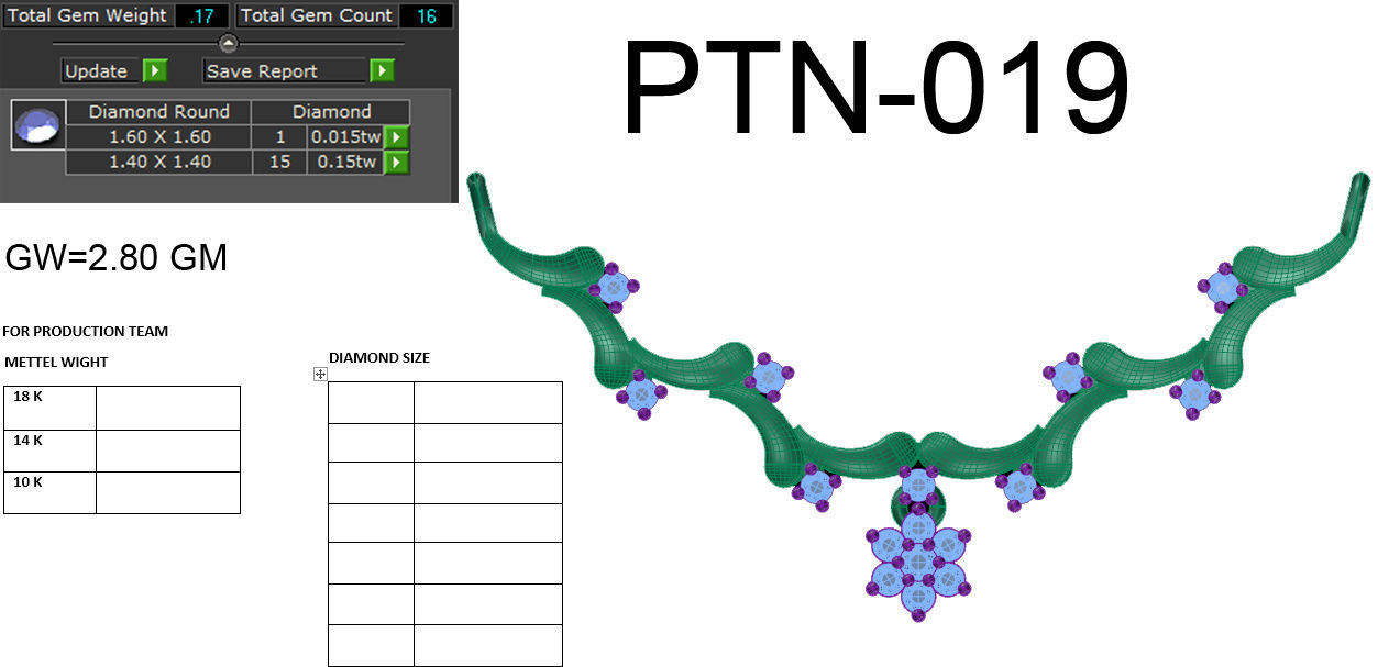 NECKLACE with diamonds and gold 3D print model_10