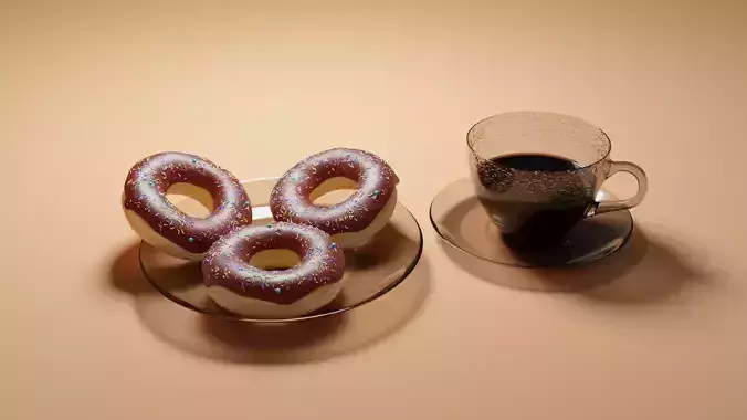 Donut glass cup and saucer 3D model