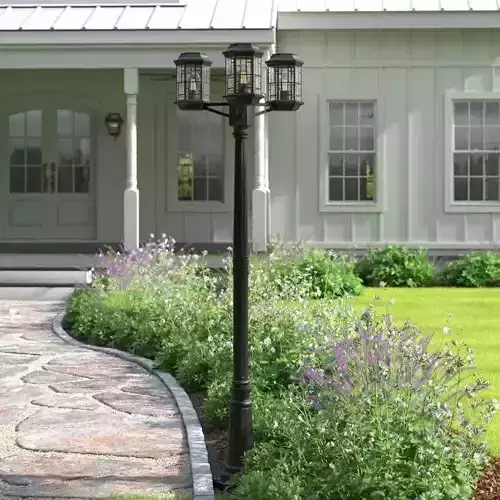 Barnes Black 3 -Light Hardwired Lamp Post