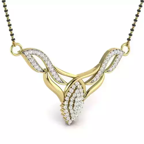 Necklace 3D print model nadiya diamond pendant in gold