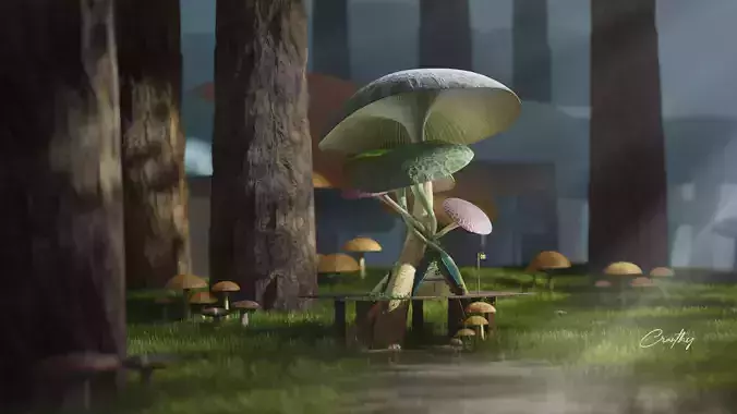 Stylized Mushroom House
