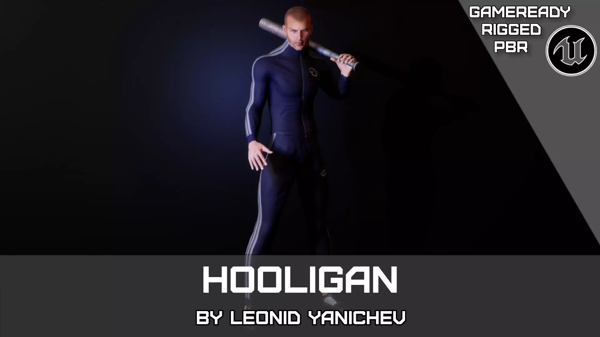 3d lowpoly character Hooligan thug Low-poly 3D model