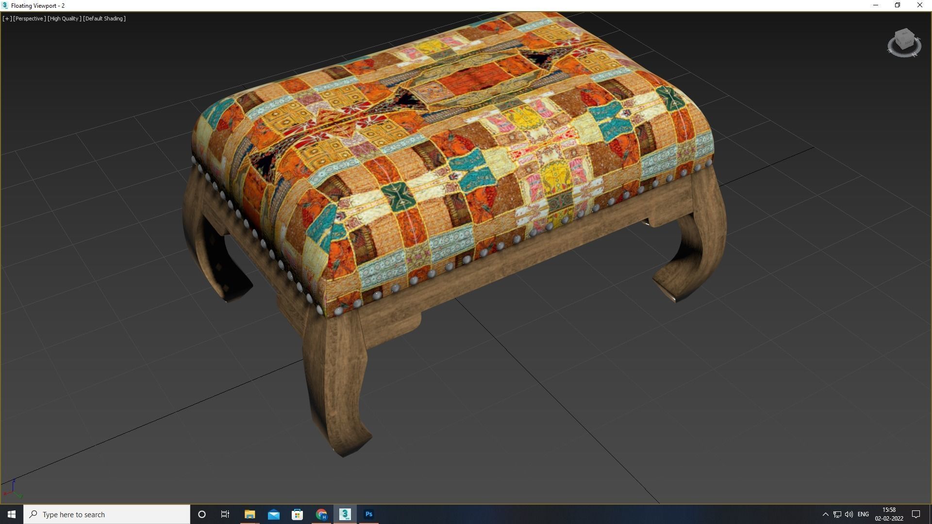 Foot Stool Low-poly 3D model_8