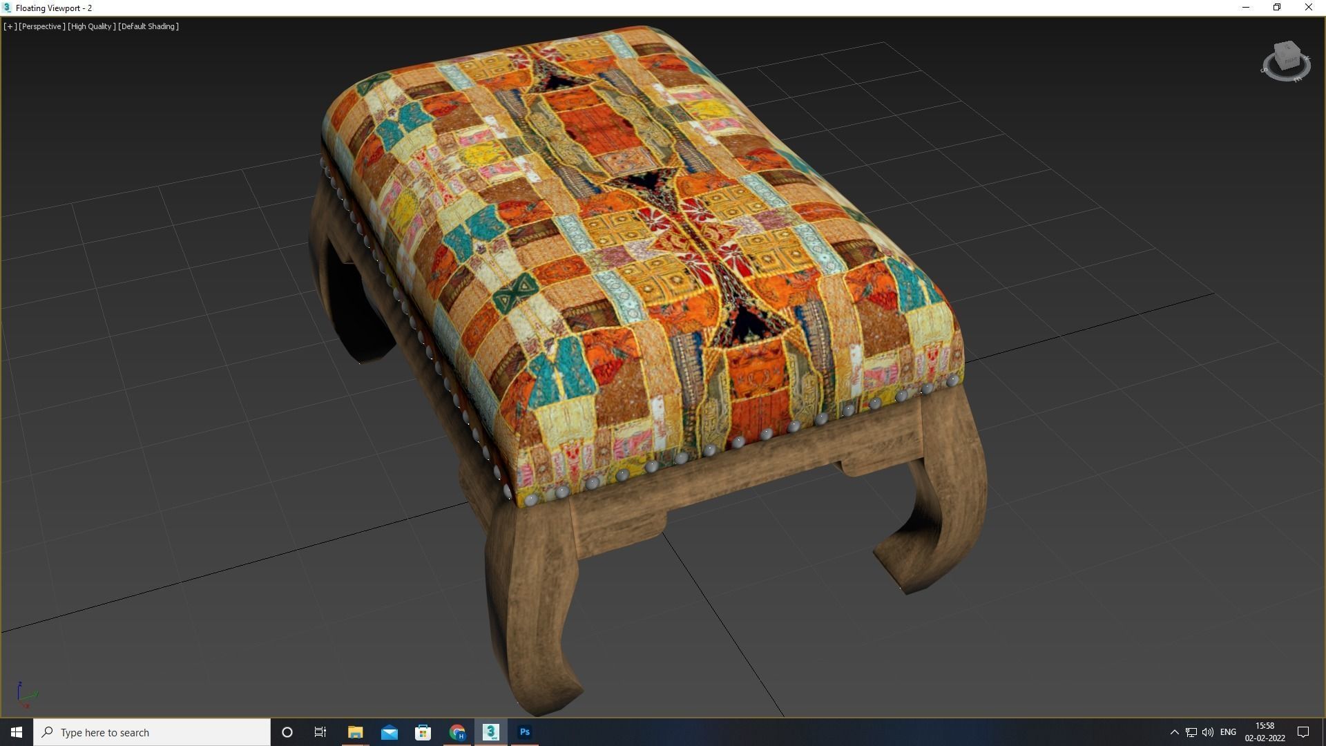 Foot Stool Low-poly 3D model_7