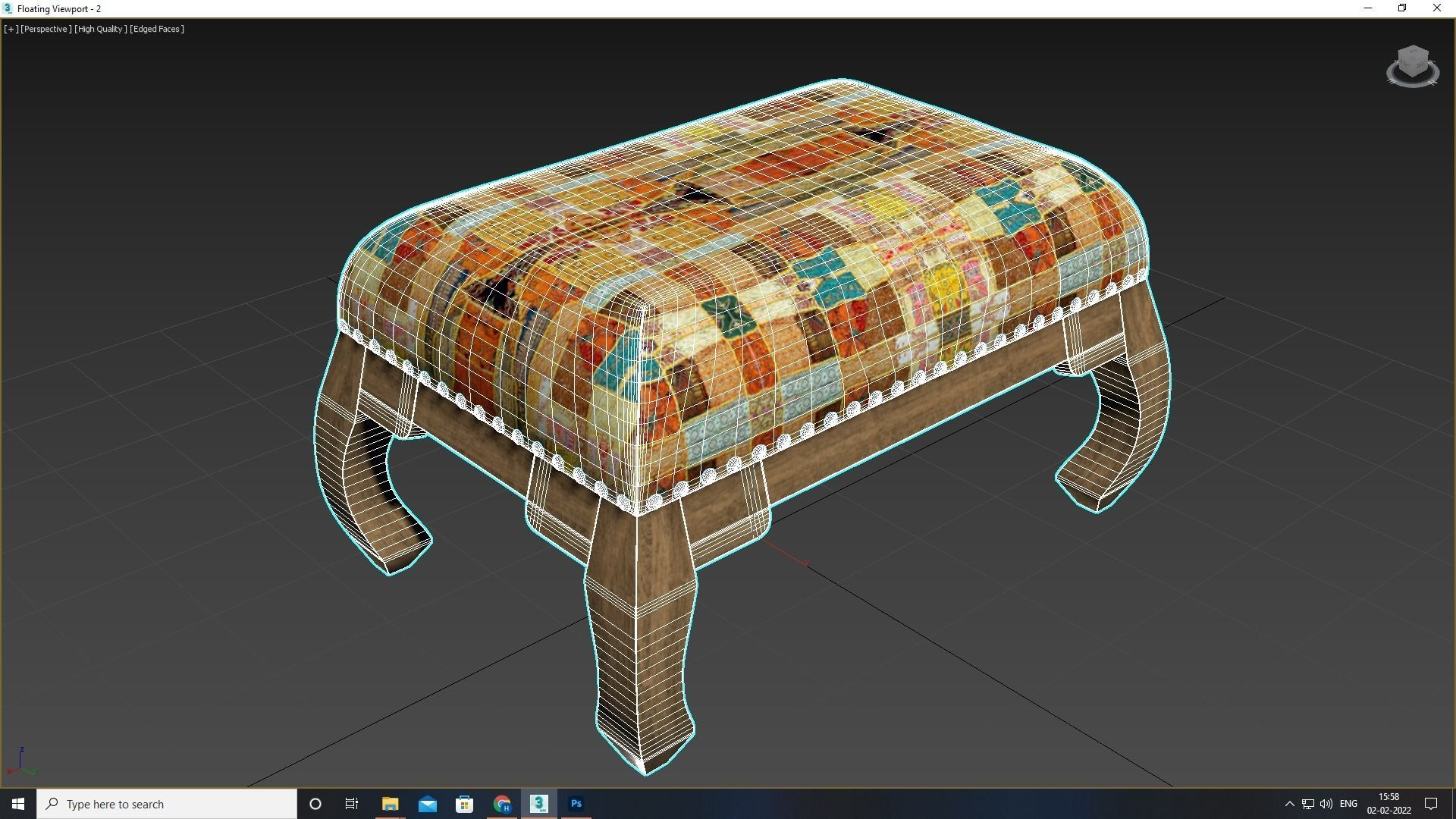Foot Stool Low-poly 3D model_9