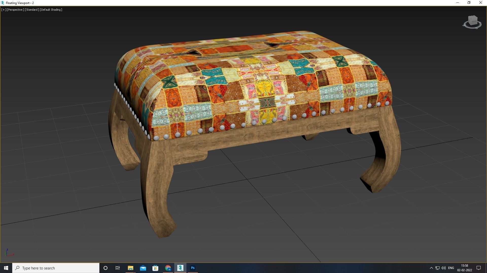 Foot Stool Low-poly 3D model_5