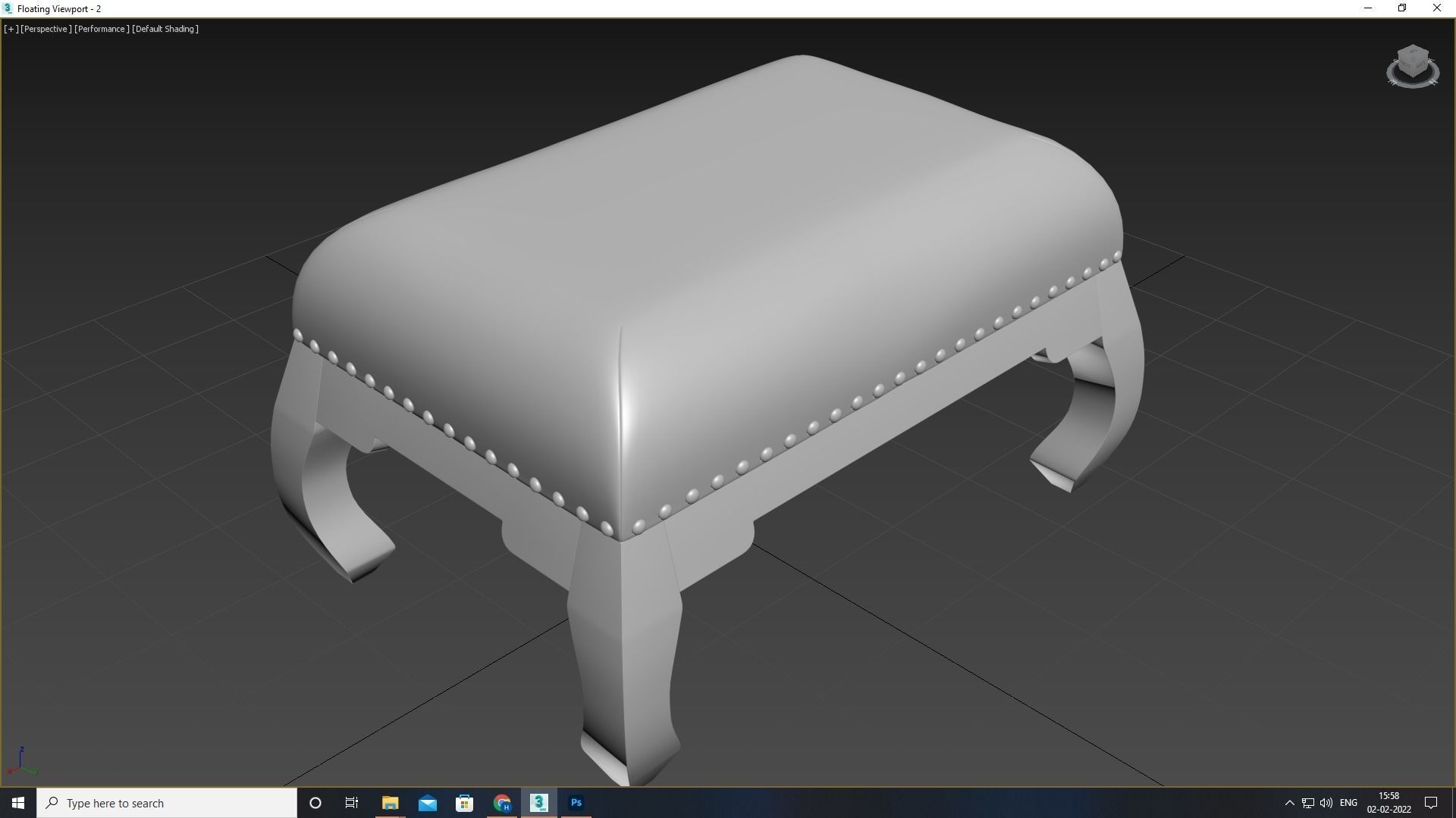 Foot Stool Low-poly 3D model_11