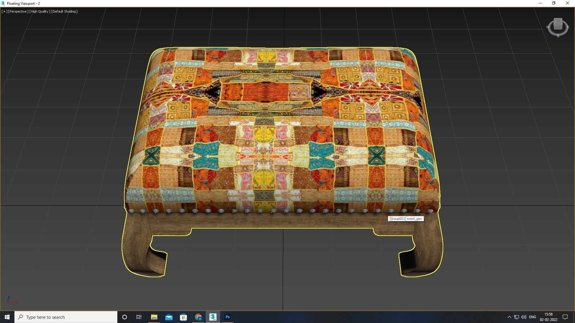 Foot Stool Low-poly 3D model_6