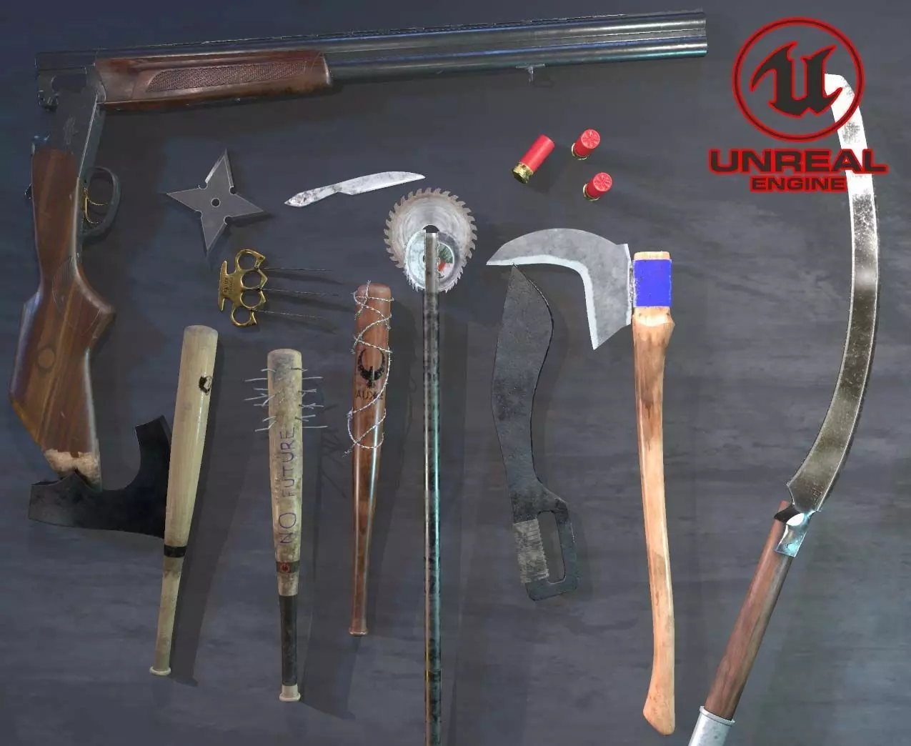 3D model handmade crafted weapons Unreal files VR / AR / low-poly ...