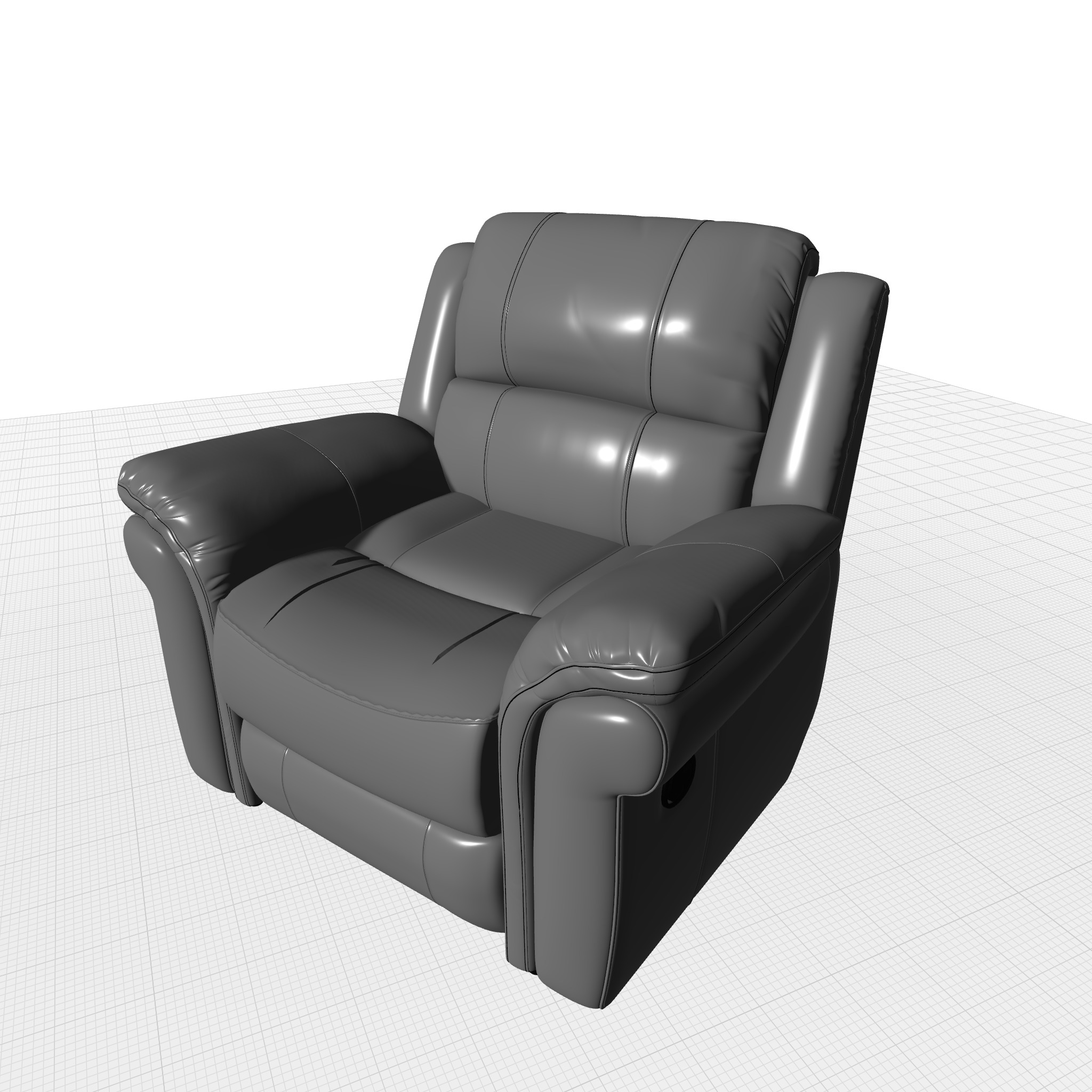 Arles Wide Faux Leather Standard Recliner - 5 Colour 3D model_7