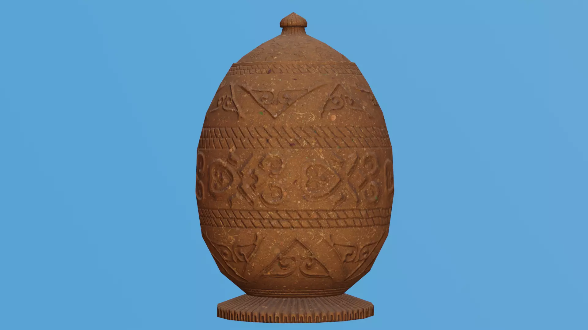 Ornate Clay Urn 2 Low-poly 3D model_0