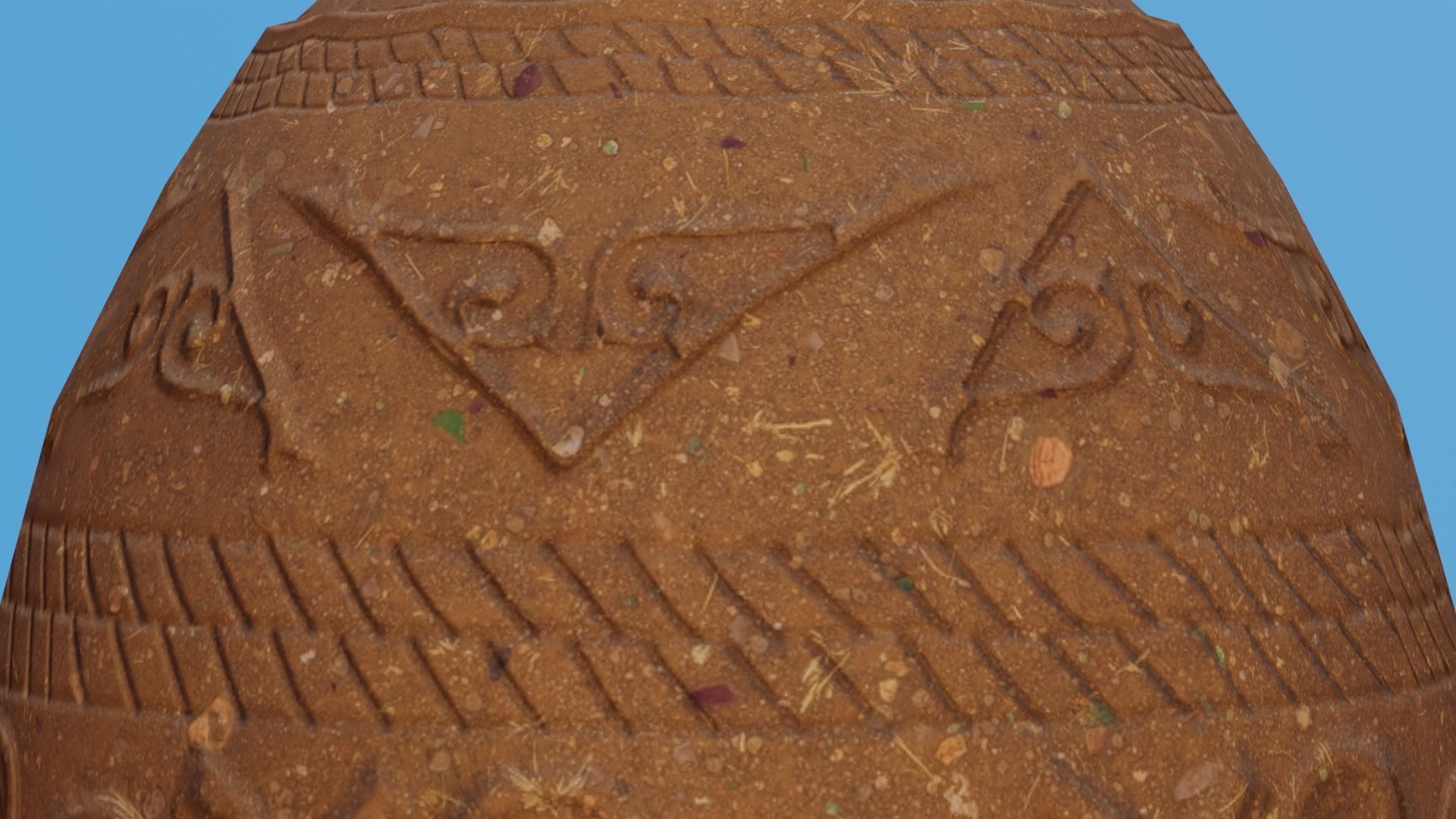 Ornate Clay Urn 2 Low-poly 3D model_2