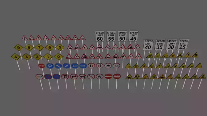 package low poly  traffic signs