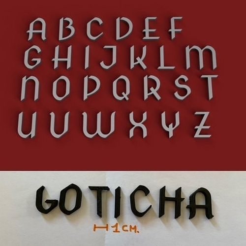 GOTHICA uppercase and lowercase 3D Letters STL FILE 3D print model