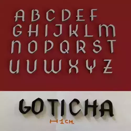 GOTHICA uppercase and lowercase 3D Letters STL FILE