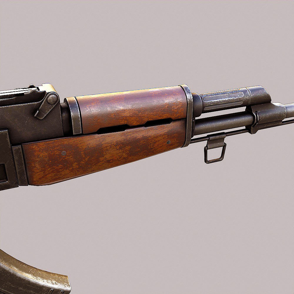 Ak47 assault riffle gun realistic pbr  ready 3d model  Low-poly 3D model_11